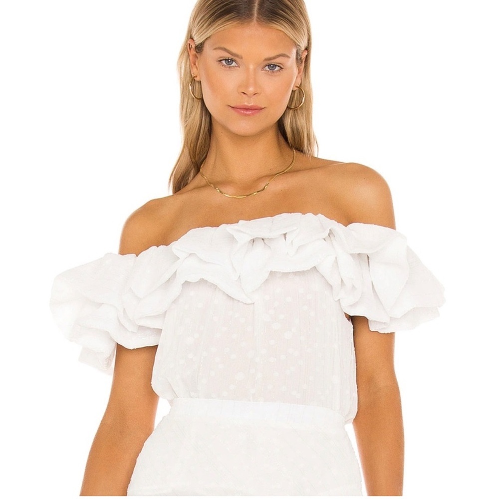 Misa Los Angeles Bahar Top Off The Shoulder Polka Dot Sheet